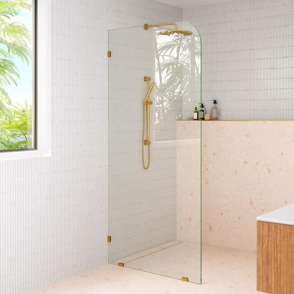 36 in. W x 78 in. H Single Panel Radius Fixed Frameless Shower Door