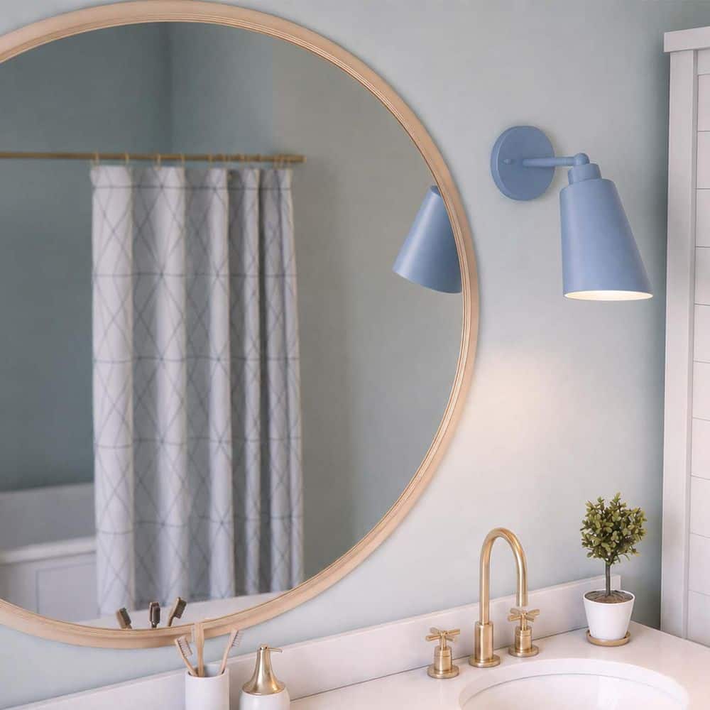 Alvar 5 in. 1 Light Harbor Blue Modern Wall Sconce with Metal Shade price history on PriceWatchPro