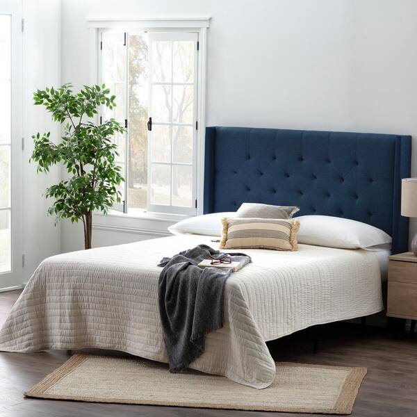 Navy blue wingback deals headboard