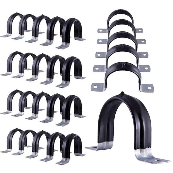 PLUMBFLEX 2-1/2 in. 2-Hole Pipe Strap U Bracket Plastic Coated Galvanized Steel (25-Pack)