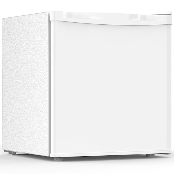 17.52 in 1.6 cu. ft. Mini Refrigerator with Freezer, Removable Glass Shelf, Single Reversible Door in White