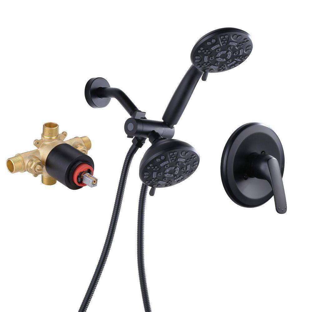 Modern Single Handle 7-Spray Patterns Shower Faucet Wall Mount Fixed 1.8 GPM with Pressure Balance in Black price history on PriceWatchPro