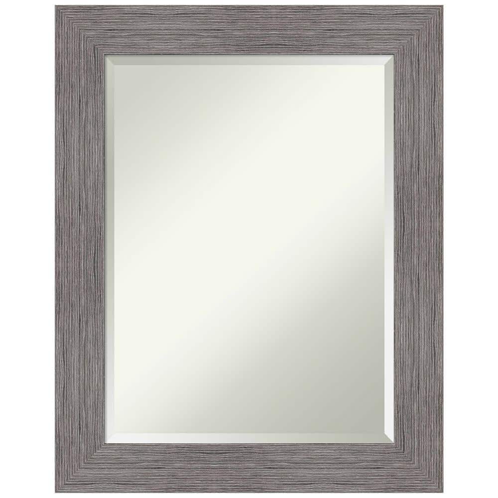 Distressed Gray Pinstripe Rectangular Bathroom Vanity Mirror