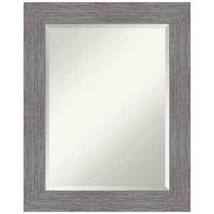 Medium Rectangle Pinstripe Plank Grey Beveled Glass Casual Mirror (29.5 in. H x 23.5 in. W)
