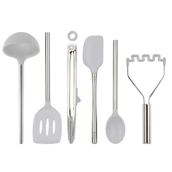 Tovolo Silicone Oyster Gray Utensil for Meal Prep and Cooking (Set of 6)