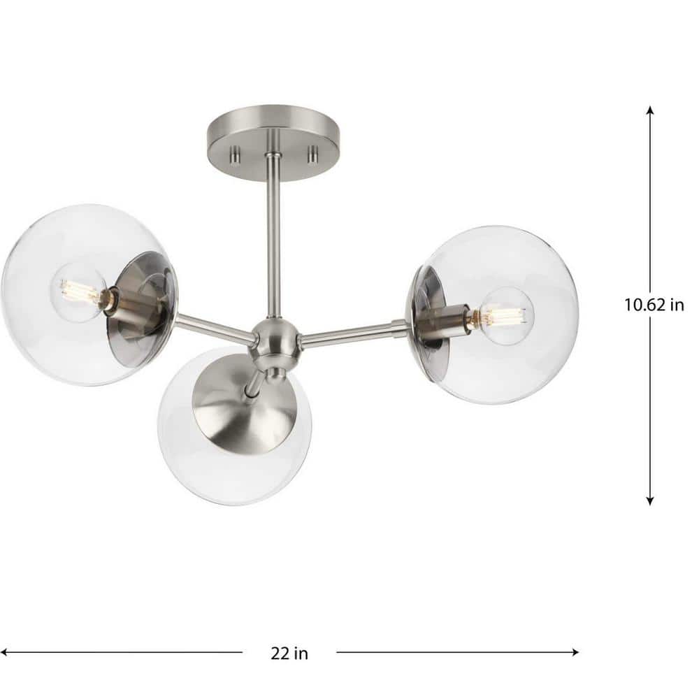 Atwell 17'' Brushed Nickel Indoor/Outdoor LED Globe Flush Mount