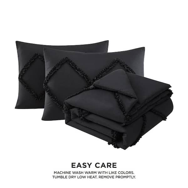 Basic Beyond Queen Comforter Set - Black Comforter Set Queen, Reversible  Bed Comforter Queen Set for All Seasons, Black/Grey, 1 Comforter (88x92)