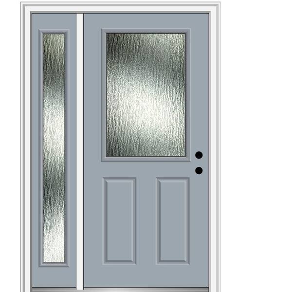MMI Door 48 in. x 80 in. Left-Hand/Inswing Rain Glass Storm Cloud Fiberglass Prehung Front Door on 6-9/16 in. Frame