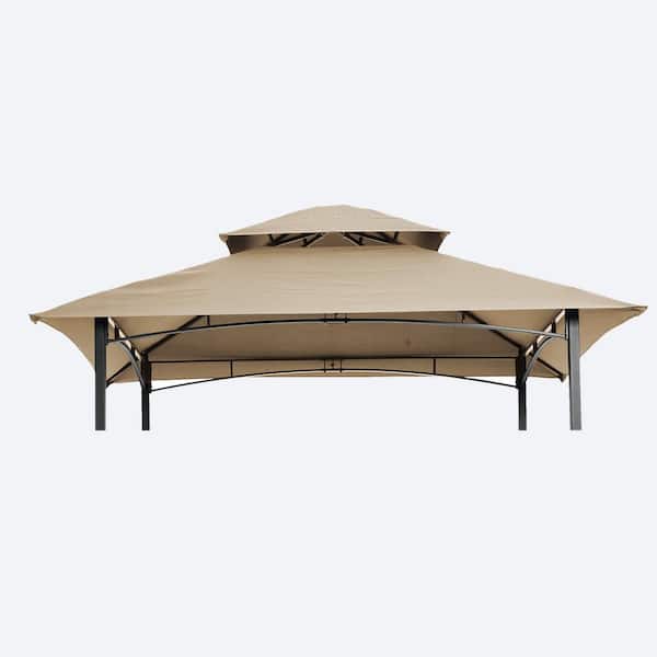 Tatayosi 4 ft. L x 5 ft. L Beige Double Tiered BBQ Tent Roof Top Cover