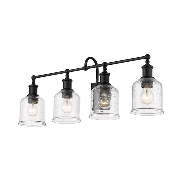 Unbranded Bryant 32 in. 4-Light Matte Black Vanity Light with Glass Shade