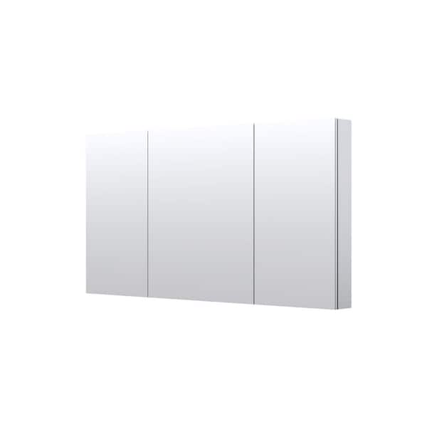 56 in. W x 30 in. H Rectangular Medicine Cabinet with Mirror in Silver with Adjustable Shelves, Soft-Close