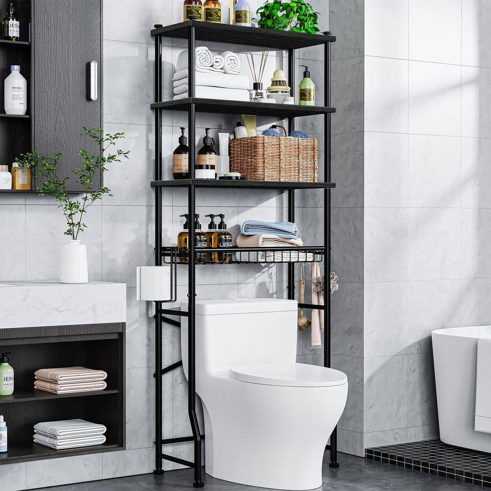 Black 4-Tier Bathroom Over-The-Toilet Storage Shelf Basket, Multifunctional Space Saver Freestanding Bathroom Shelves price history on PriceWatchPro