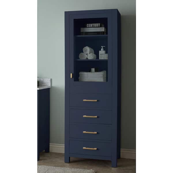 Modero 24 in. W x 20 in. D x 71.3 in. H Navy Blue Freestanding Linen Cabinet