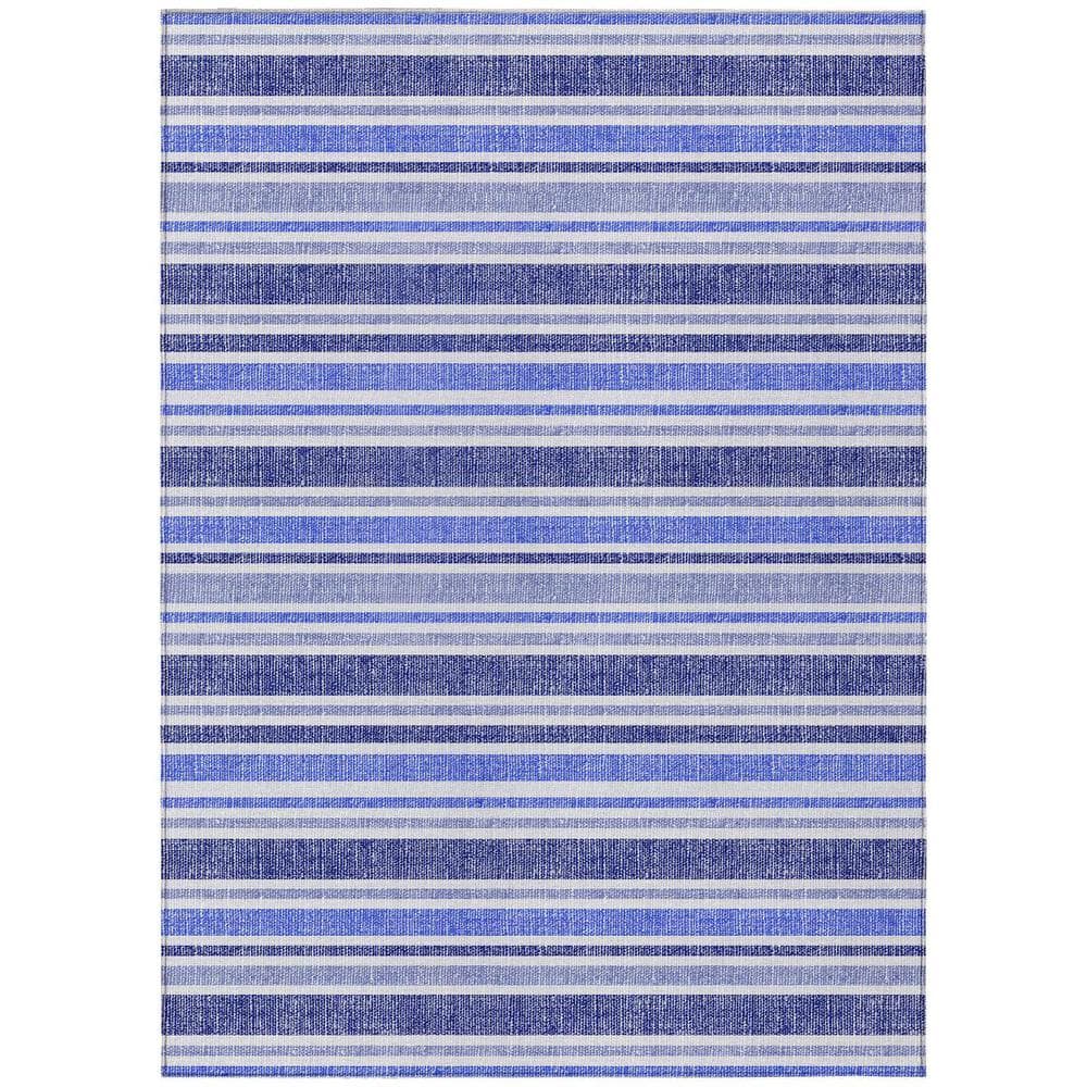 Blue 8 ft. x 10 ft. Woven Striped Polyester Rectangle Indoor/Outdoor Area Rug price history on PriceWatchPro