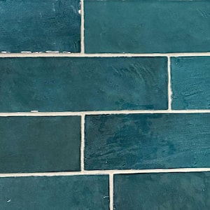 Green 2.58 in. x 8 in. Polished Ceramic Subway Tile (50 Cases/269 sq. ft./Pallet)
