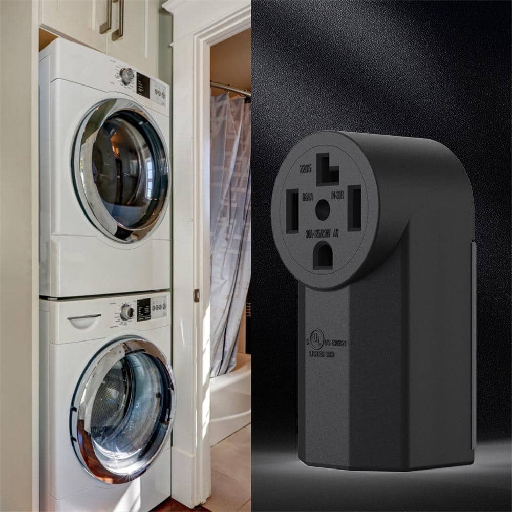 Black Thermoplastic 30A Tamper Resistant Single Outlet