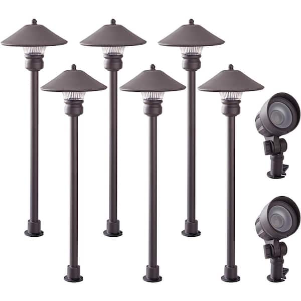 Nersunda Low Voltage Brown Hardwired Integrated LED Weather Resistant Fence  Path Light (4-Pack) MH0142 - The Home Depot