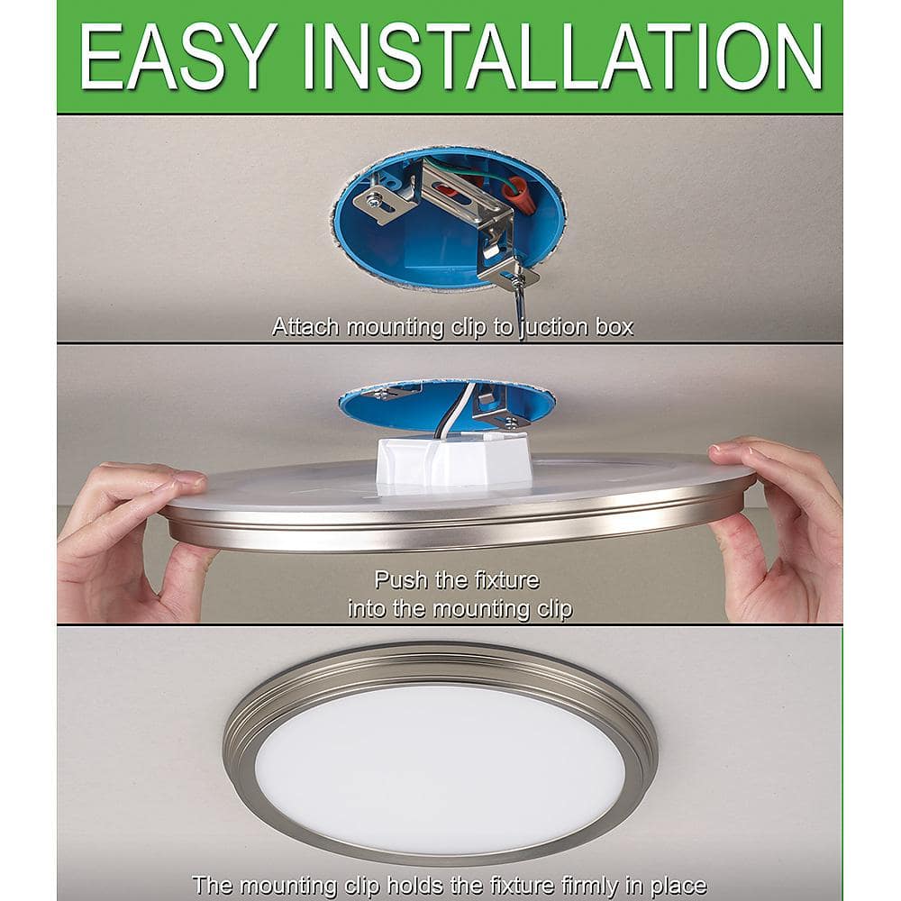 11" Brushed Nickel LED Ceiling Light Fixture with Nightlight