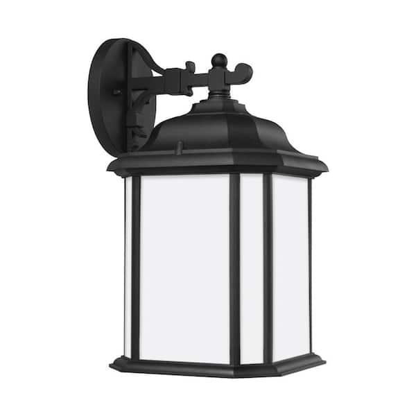 Generation Lighting Kent 1-Light Black Outdoor 15 in. Wall Lantern Sconce