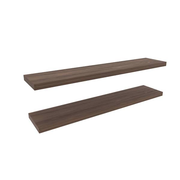 47 in. W x 9.8 in. D x 1.5 in. H Walnut Color Composite Decorative Wall Shelf for Living Room(Set of 2)