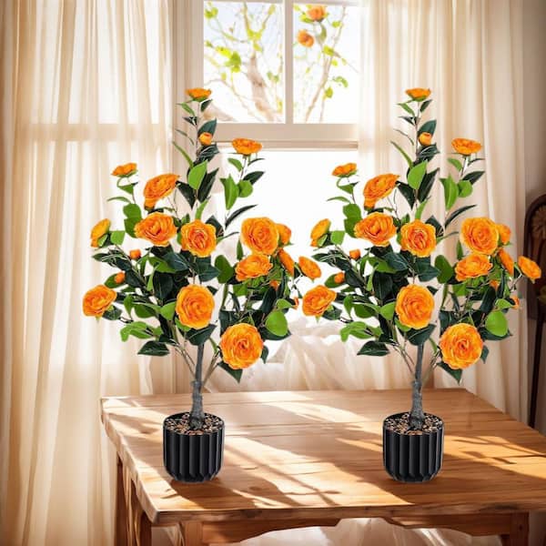 3 ft. Artificial Camellia Tree 2-PC in Pot, 24 Vibrant