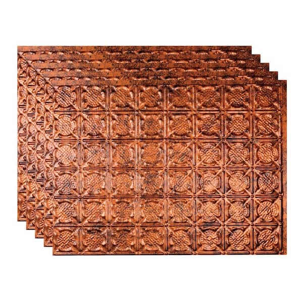 Fasade 18.25 in. x 24.25 in. Traditional #6 Vinyl Backsplash Panel in Moonstone Copper (5-Pack)