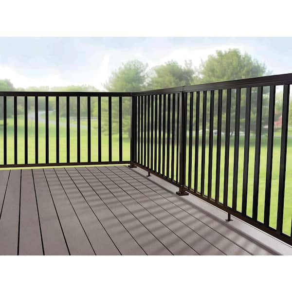 4 ft. Black Aluminum Deck Railing Wide Picket and Spacer Kit for 42 in. high system
