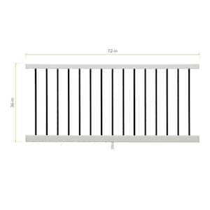 Enhance 6 ft. W x 36 in. H Classic White Composite Rail and Round Aluminum Baluster Kit-Horizontal