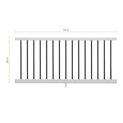 Enhance 6 ft. W x 36 in. H Classic White Composite Rail and Round Aluminum Baluster Kit-Horizontal