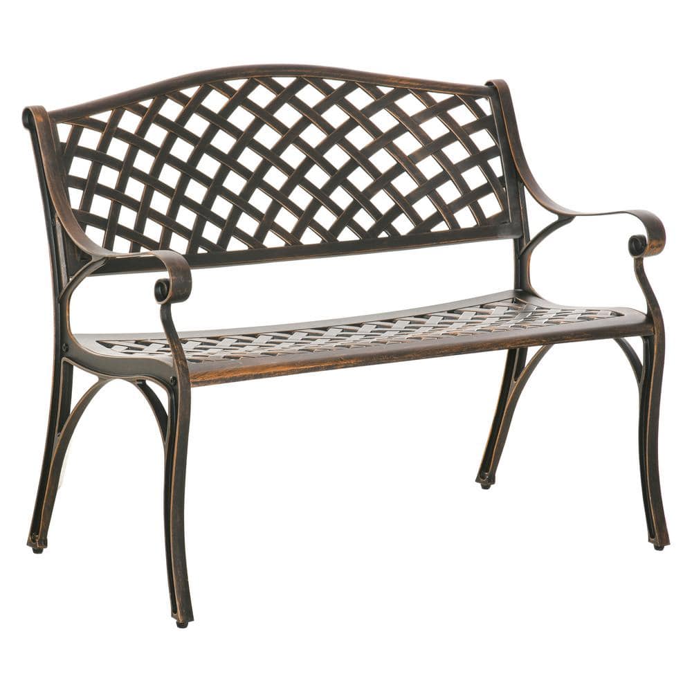 Outsunny Modern Cast Garden Aluminum Outdoor Bench 2 Seater Antique ...