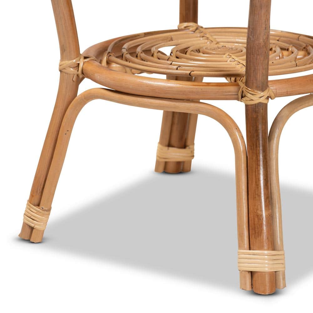 Cariel 21.5" Natural Brown Rattan Round Coffee Table with Storage