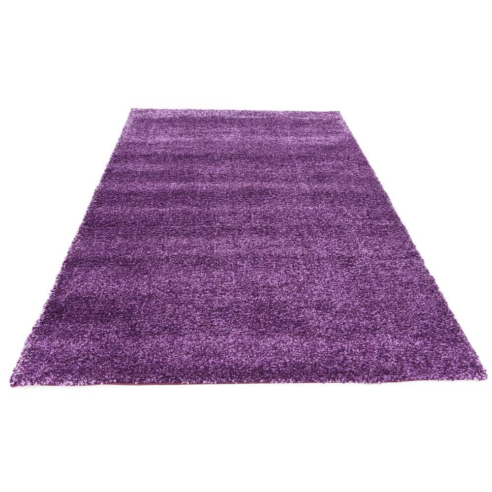 Plush Violet Shag 5' x 7' Rectangular Easy-Care Area Rug