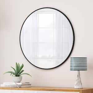 36 in. W .x 36 in. H Round Framed Wall Bathroom Vanity Mirror in Black