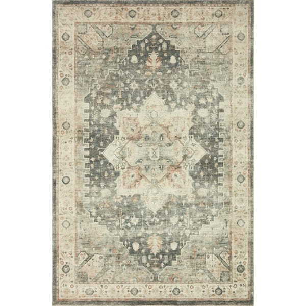 Rosette Slate/Ivory 3 ft. 3 in. x 5 ft. 3 in. Shabby-Chic Plush Cloud Pile Area Rug