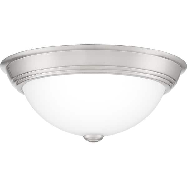 Erwin 13 in. 2-Light Brushed Nickel Flush Mount