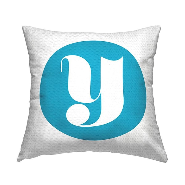 Stupell Industries Blue Initial Y Square Outdoor Throw Pillow