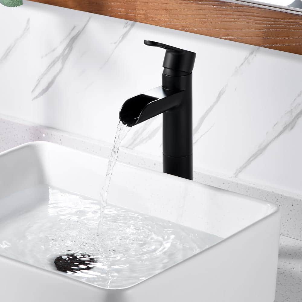 Matte Black Modern Single Handle Vessel Sink Faucet