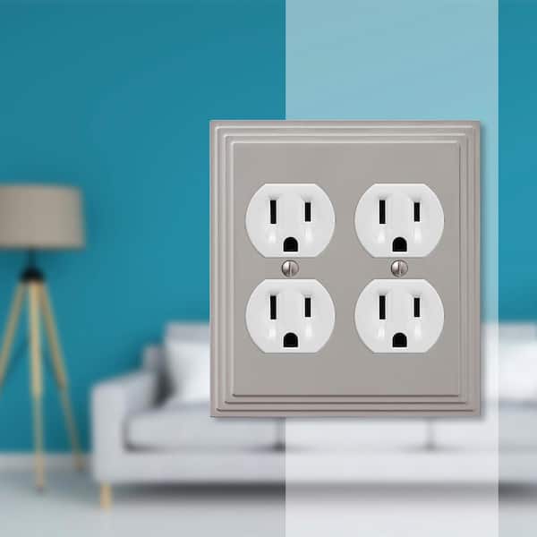Tiered 2 Gang Duplex Metal Wall Plate - Satin Nickel