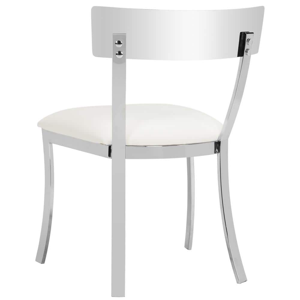 Abby 19'' White and Chrome Modern Side Chairs, Set of 2