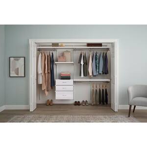 allen + roth Hartford 2-ft to 8-ft W x 6.83-ft H Antique White Solid  Shelving Wood Closet System