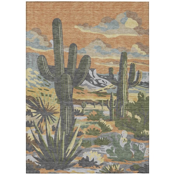 Chantille Machine Washable Indoor/Outdoor Abstract ACN2496 Copper 8 ft. x 10 ft. Area Rug