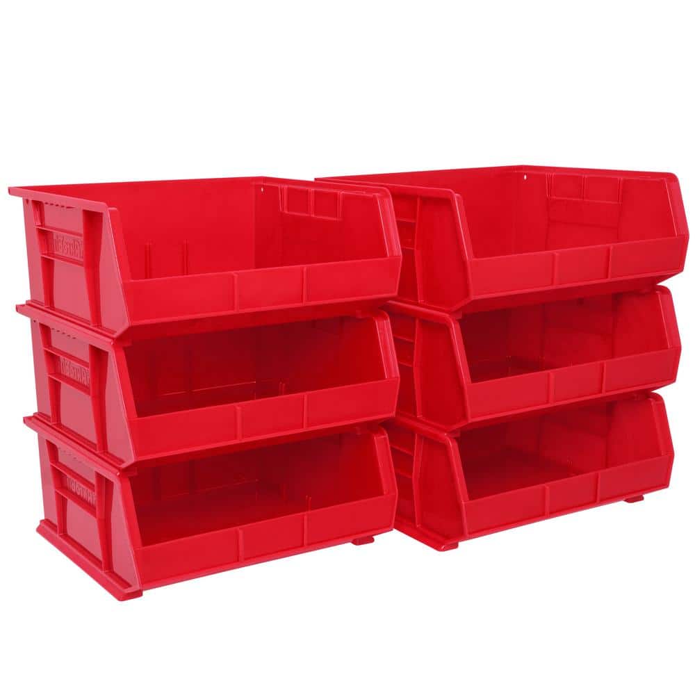 30250 Series, 16 1/2 in. W x 14 3/4 in. D x 7 in. H, Red Plastic Stackable 