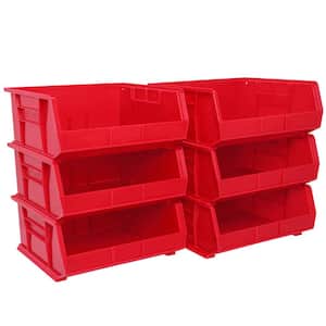 AkroBin 16.5 in. 75 lbs. Storage Tote Bin in Red with 5.5 Gal. Storage Capacity (6-Pack)