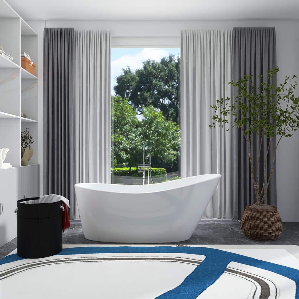 67 in. x 31 in. Acrylic Freestanding Soaking Bathtub in Glossy White