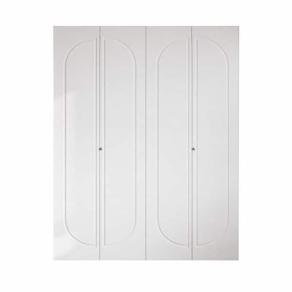Capsule 60 in. x 80 in. Paneled Solid Core White Primed MDF Wood Closet Bi-Fold Door With Installation Hardware Kit