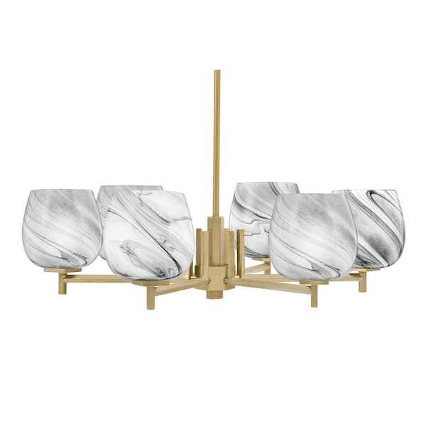 LUMiRiSE / ≠encore. Bridgewater 24.5 in. 6-Light New Age Brass Chandelier with