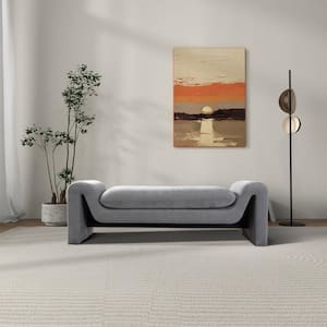 Mana 59 in. Japandi Style Upholstered Luxury Bedroom Bench in Grey Boucle