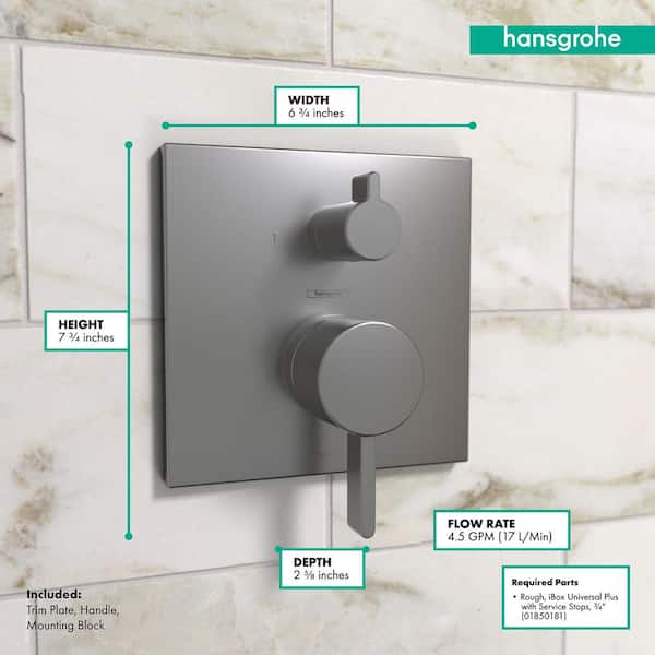 Hansgrohe Ecostat 2-Handle Wall Mount Shower Trim Kit in Brushed