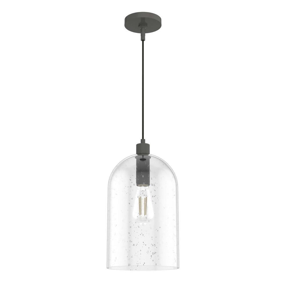 Hunter Lochemeade 1 Light Noble Bronze Pendant with Seeded Glass Shade ...