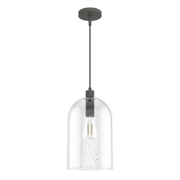 Hunter Lochemeade 1 Light Noble Bronze Pendant with Seeded Glass Shade